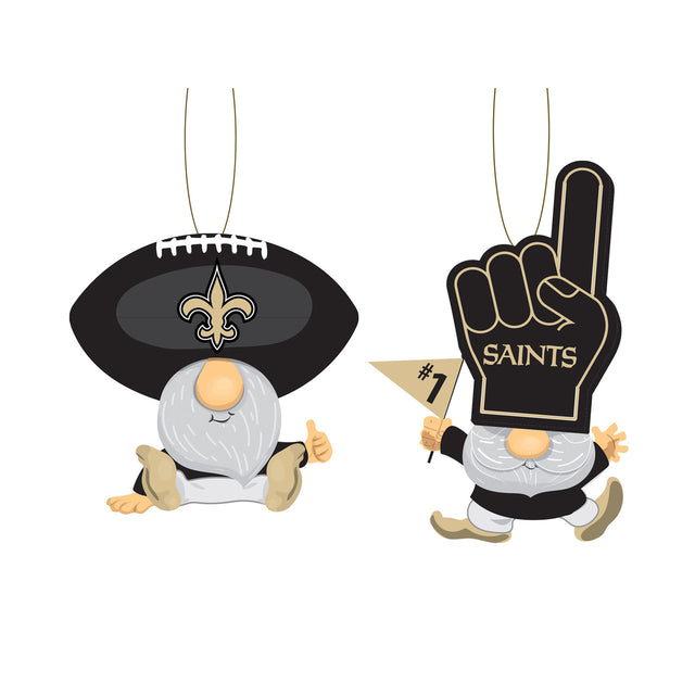 Paquete de 2 adornos de gnomos de los New Orleans Saints