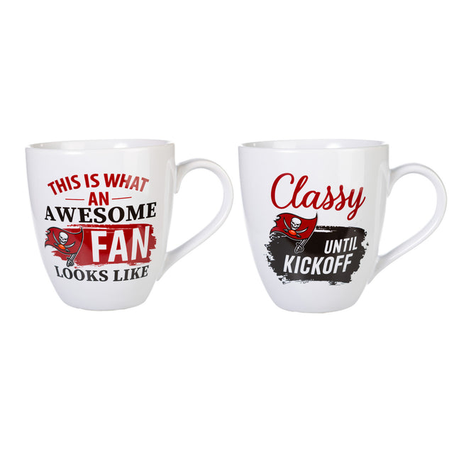 Juego de 2 tazas de café de cerámica de 17 oz de los Tampa Bay Buccaneers con caja de regalo