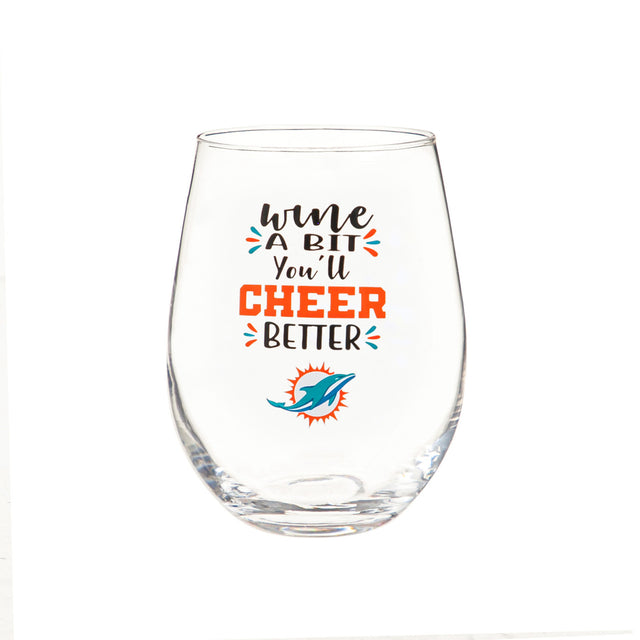 Vaso de vino sin tallo de 17 oz de los Miami Dolphins en caja