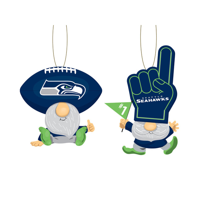 Paquete de 2 adornos de gnomos de los Seattle Seahawks