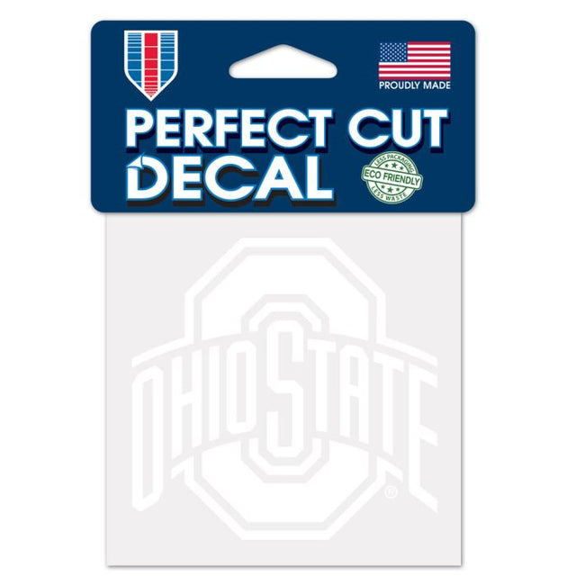 Calcomanía blanca de corte perfecto de Ohio State Buckeyes de 4" x 4"