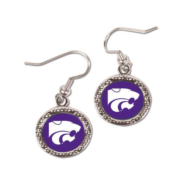 Pendientes de joyería de los Kansas State Wildcats en forma de tarjeta redonda