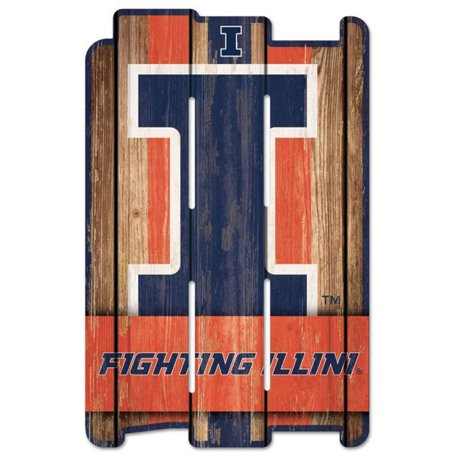 Illinois Fighting Illini Wood Fence Sign