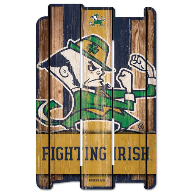 Letrero de madera para valla de Notre Dame Fighting Irish LEPRECHAUN/FIGHTING IRISH