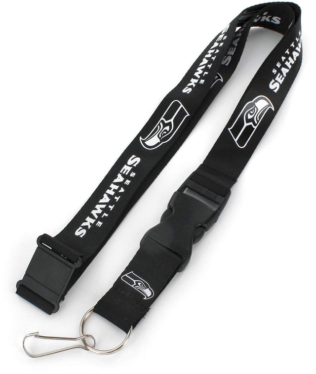 Cordón para el cuello del equipo Seattle Seahawks (NEGRO y BLANCO) -LN-095-14-BW