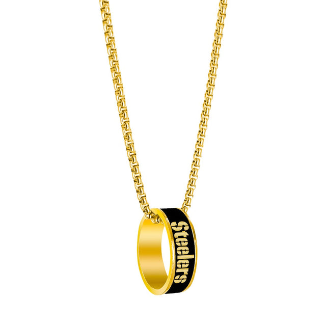 Collar con colgante de anillo de moda de los Pittsburgh Steelers (ORO) -PD-640-12-GD