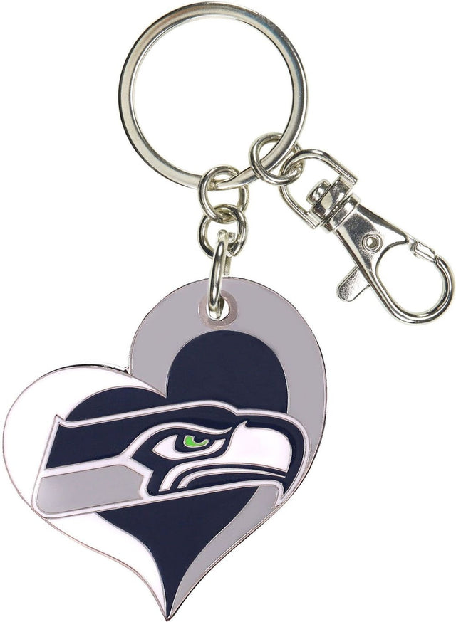 Seattle Seahawks Swirl Heart Keychain -KT-287-14