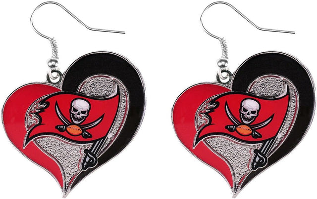 Tampa Bay Buccaneers Swirl Heart Earrings -ER-245-27