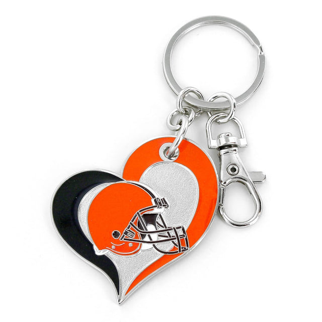 Cleveland Browns Swirl Heart Keychain -KT-287-03