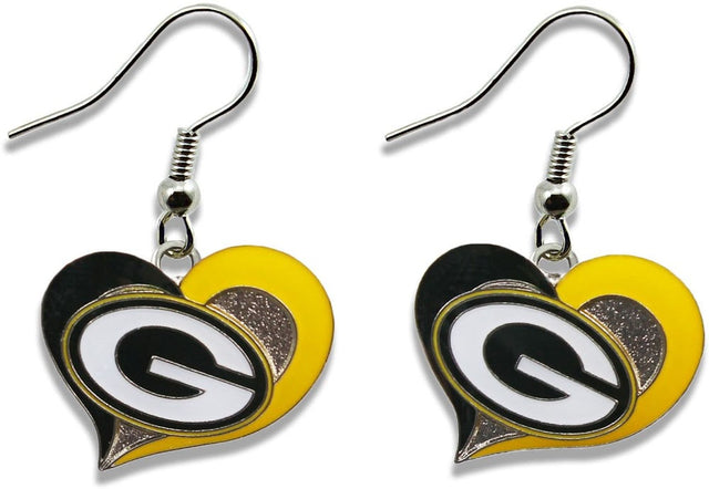 Pendientes con forma de corazón de los Green Bay Packers -ER-245-19