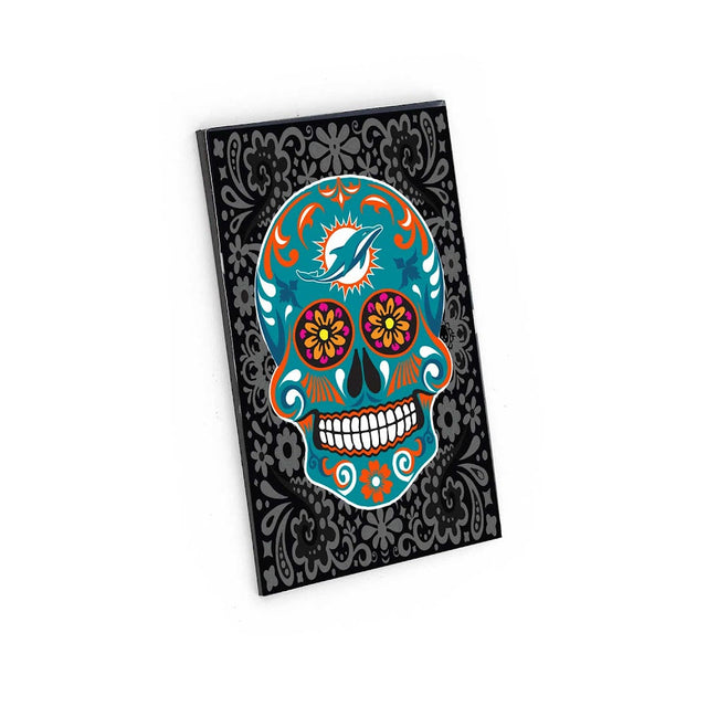 Imán con diseño de calavera de azúcar de los Miami Dolphins -MG-1188-09