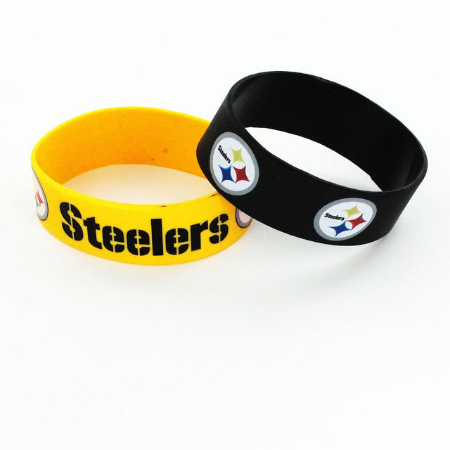 Pulseras anchas de los Pittsburgh Steelers (paquete de 2) -BC-207-12