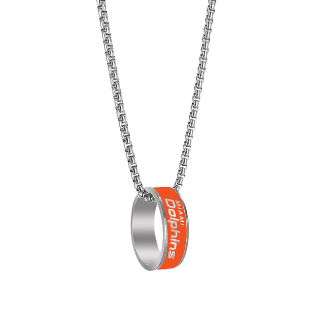 Collar con colgante de anillo de moda de los Miami Dolphins (PLATA) -PD-640-09-SV