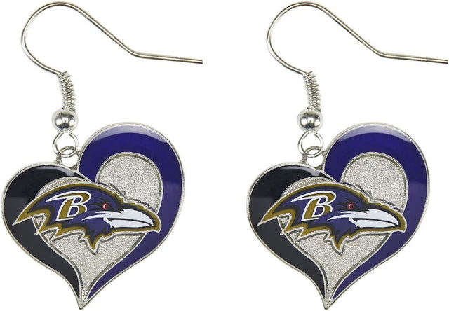 Pendientes con forma de corazón de los Baltimore Ravens -ER-245-31