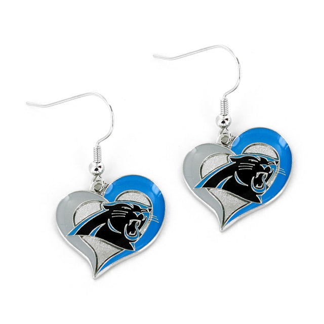 Pendientes con forma de corazón en espiral de los Carolina Panthers -ER-245-29