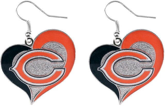 Pendientes con forma de corazón de Chicago Bears -ER-245-16