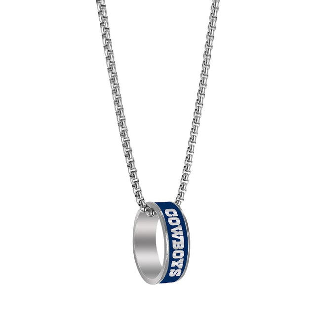 Collar con colgante de anillo de moda de los Dallas Cowboys (PLATA) -PD-640-17-SV