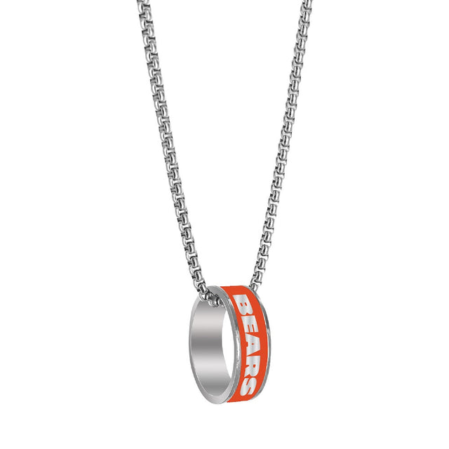 Collar con colgante de anillo de moda de los Chicago Bears (PLATA) -PD-640-16-SV