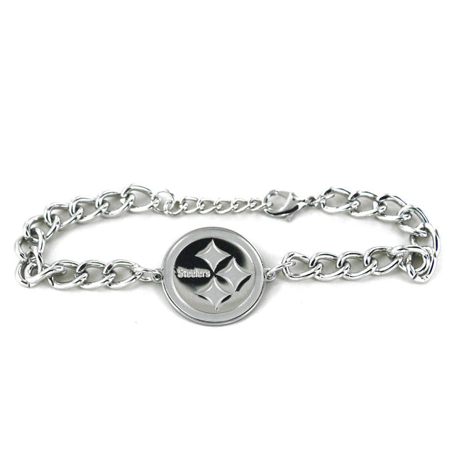 Pittsburgh Steelers Chain Link Logo Bracelet -BC-642-12