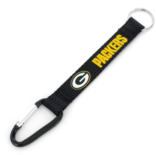 Green Bay Packers Black Carabiner Lanyard Keychain (NM) -KT-147-19-BK