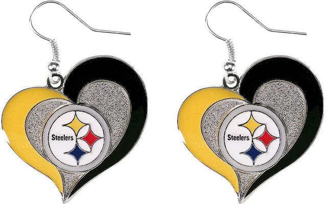 Pittsburgh Steelers Swirl Heart Earrings -ER-245-12