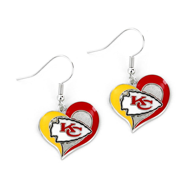 Pendientes con forma de corazón de los Kansas City Chiefs -ER-245-07