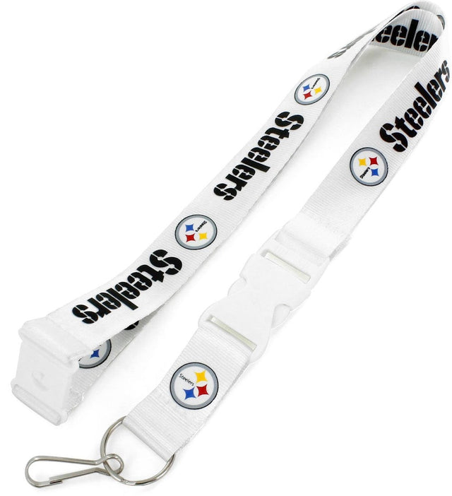 Pittsburgh Steelers (WHITE W/Wht Buckle) Team Lanyard -LN-095-12-WH