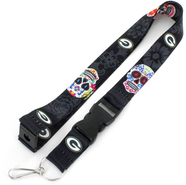 Green Bay Packers (BLACK) Sugar Skull Lanyard -LN-570-19