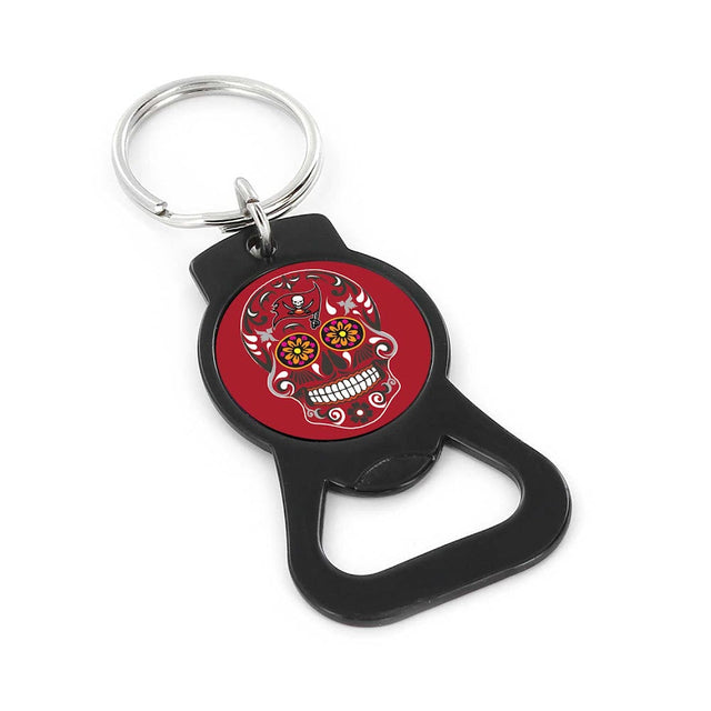 Tampa Bay Buccaneers Sugar Skull (BLACK) Bottle Opener Keychain -BK-1187-27-BK