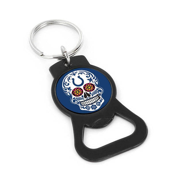 Llavero con abrebotellas de los Indianapolis Colts con forma de calavera de azúcar (NEGRO) -BK-1187-06-BK