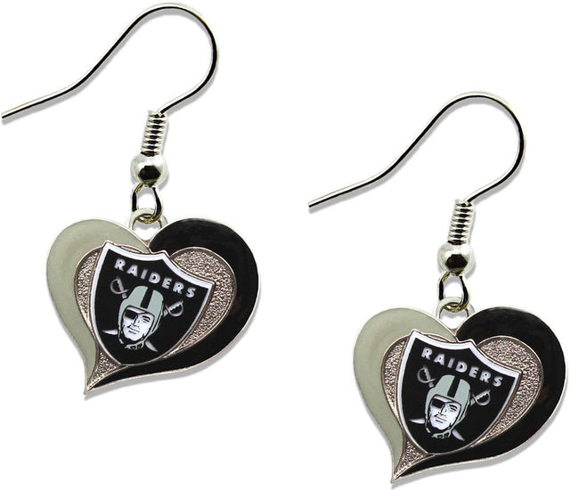 Pendientes con forma de corazón de los Raiders de Las Vegas -ER-245-35