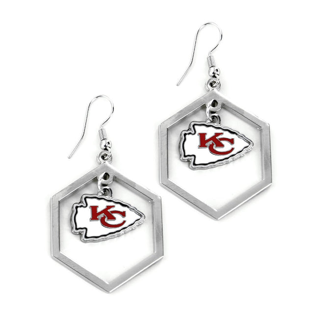 Pendiente con corte hexagonal de los Kansas City Chiefs -ER-639-07