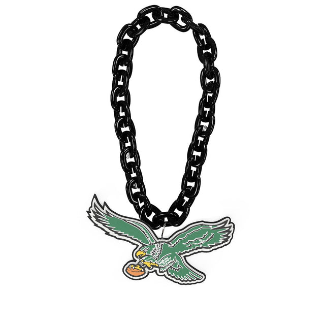 Cadena para fanáticos con el logotipo del águila retro "GREEN" de los Philadelphia Eagles (NEGRO) -FF-590-24-THB-A-BK