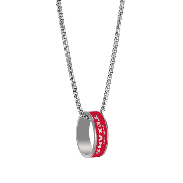 Collar con colgante de anillo de moda de los Houston Texans (PLATA) -PD-640-32-SV