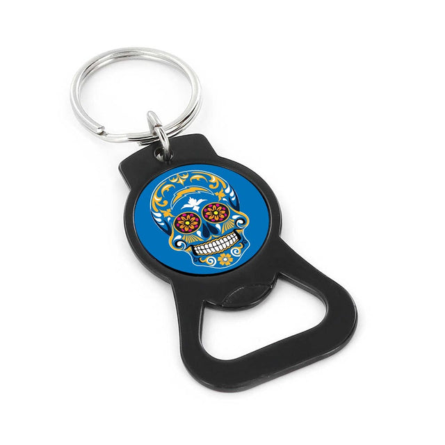 Llavero con abrebotellas con calavera de azúcar (NEGRO) de Los Angeles Chargers -BK-1187-34-BK