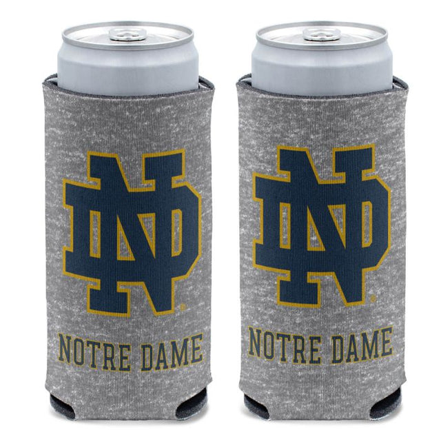 Nevera portátil delgada de 12 oz con diseño de Notre Dame Fighting Irish en color HEATHERED