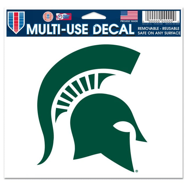 Calcomanía multiusos de los Spartans de Michigan State, fondo transparente, 5" x 6"