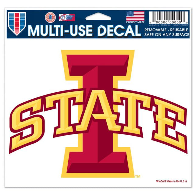 Calcomanía multiusos de Iowa State Cyclones, fondo transparente, 5" x 6"