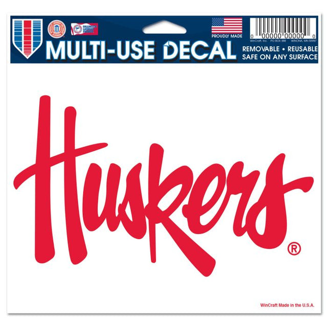 Nebraska Cornhuskers Multi-Use Decal -Clear Bckrgd 5" x 6"