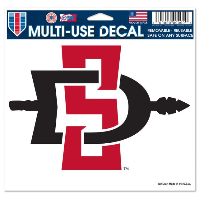 San Diego State Aztecs Multi-Use Decal -Clear Bckrgd 5" x 6"