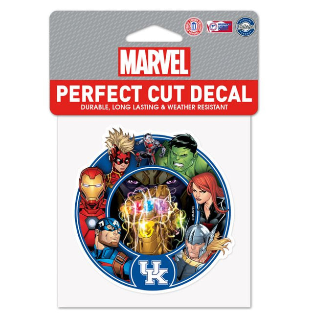 Kentucky Wildcats / Marvel (c) Calcomanía de color de corte perfecto MARVEL 2021 de 4" x 4"