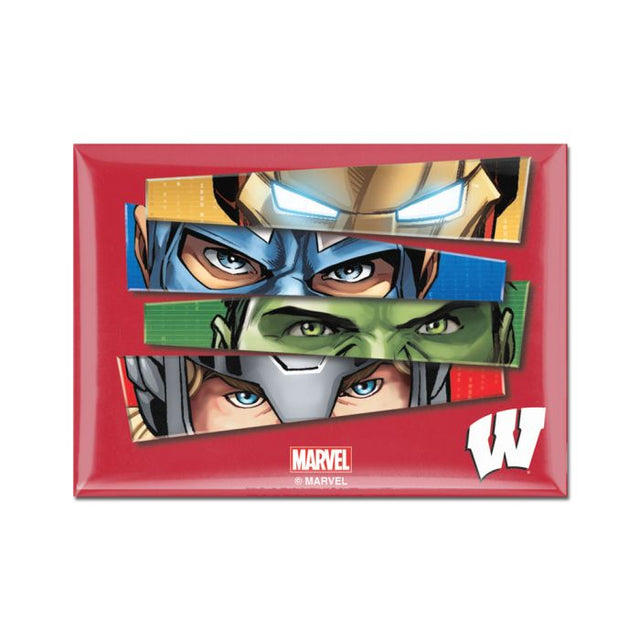 Imán de metal de 2,5" x 3,5" de los Wisconsin Badgers/Marvel (c) 2021