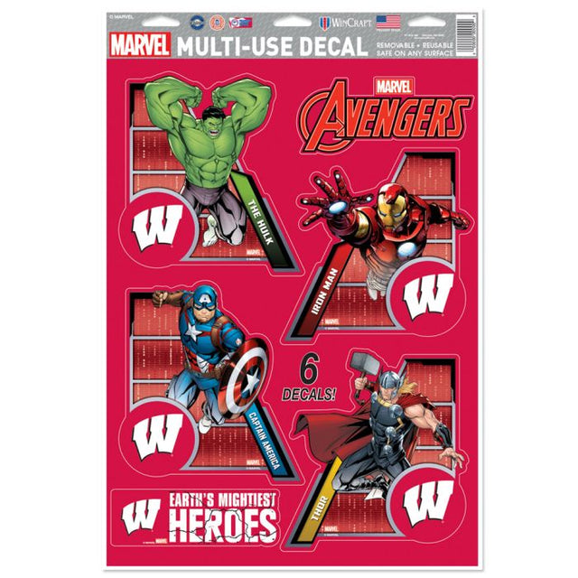 Wisconsin Badgers / Marvel (c) 2021 Calcomanía multiusos MARVEL de 11" x 17"