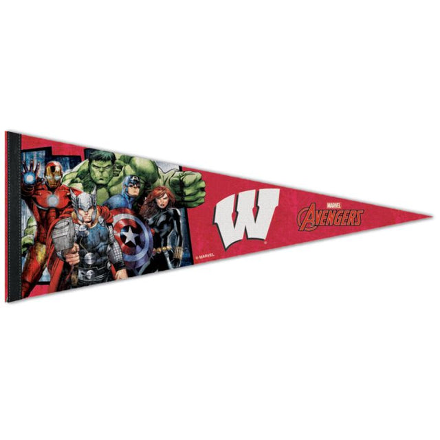 Wisconsin Badgers / Marvel (c) Banderín premium MARVEL 2021 de 12" x 30"