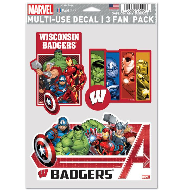 Wisconsin Badgers / Marvel (c) Paquete de 3 fanáticos multiusos MARVEL 2021