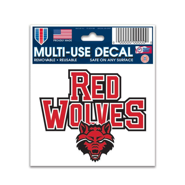 Calcomanía multiusos de Arkansas State Red Wolves de 3" x 4"