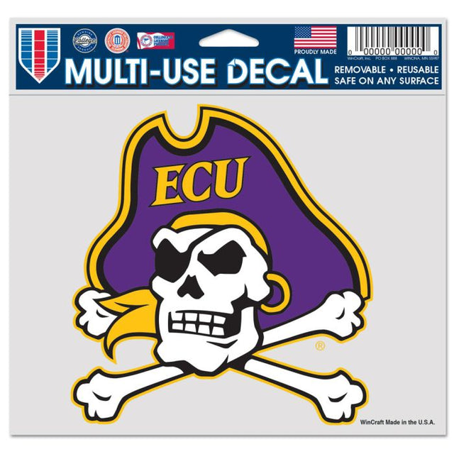 Calcomanía multiusos de los Piratas de East Carolina (fondo transparente, 5" x 6")