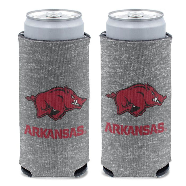 Enfriador de latas delgado de 12 oz con diseño jaspeado de Arkansas Razorbacks