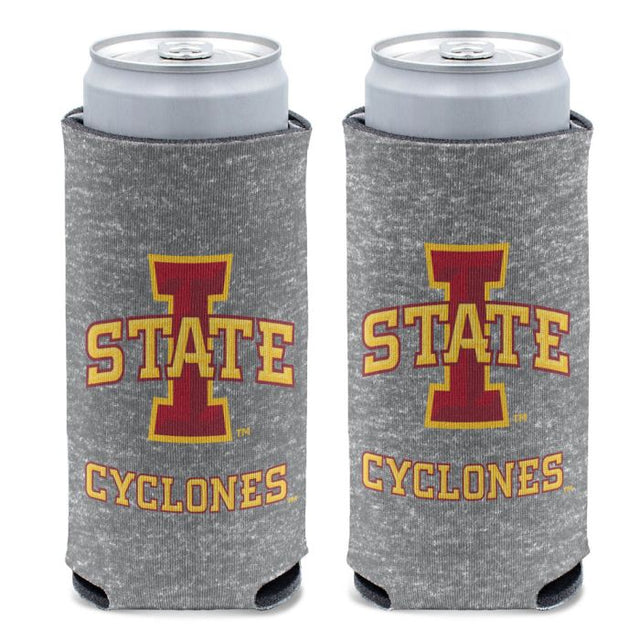 Enfriador de latas delgado de 12 oz con diseño jaspeado de Iowa State Cyclones