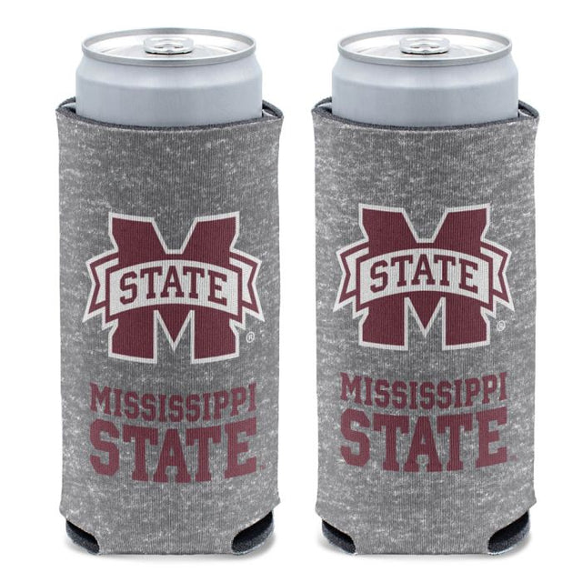 Refrigerador delgado de 12 oz con diseño jaspeado de Mississippi State Bulldogs